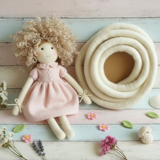 idea creazione corda cordone di lana feltro bianca uso fai da te gambe braccia bambole di stoffa pezza gnomo natale bamboline pigotte di tessuto