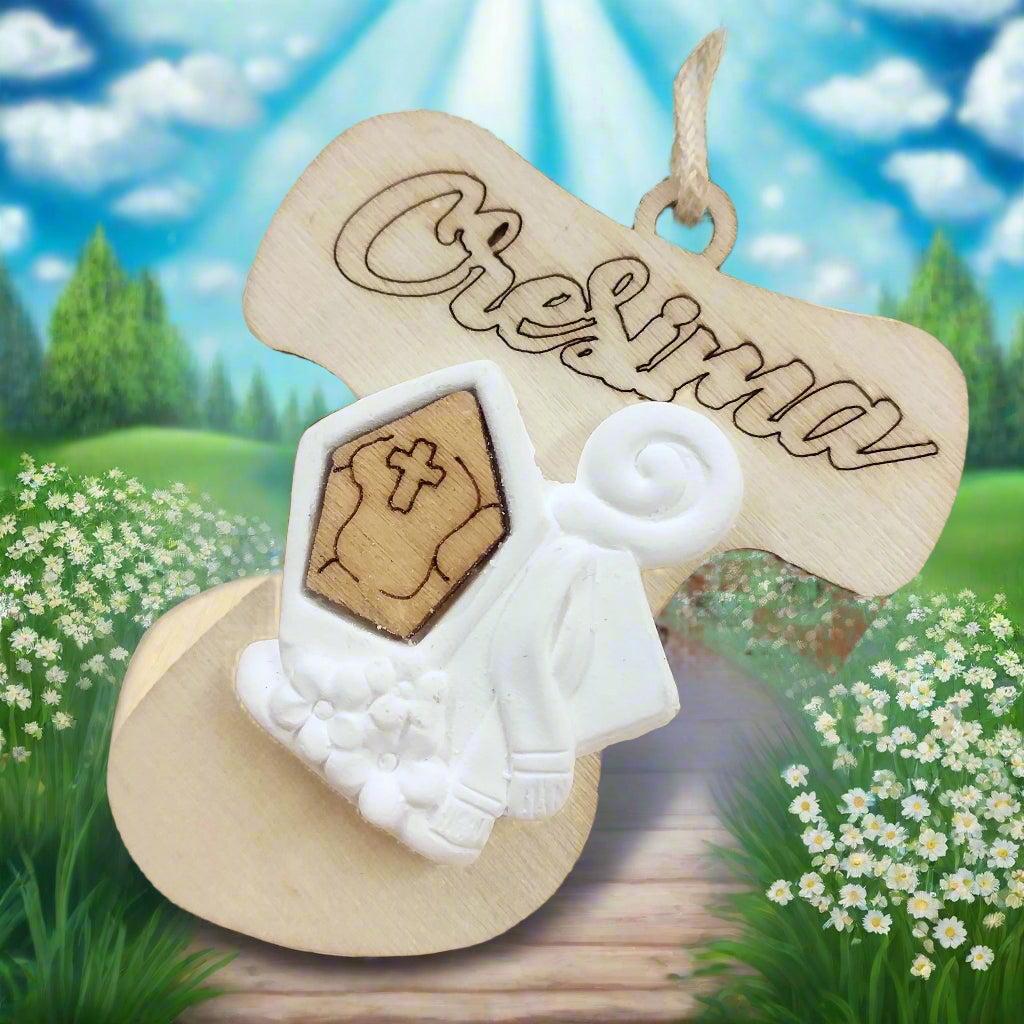 BOMBONIERA SET 10 PEZZI CROCE TAO LEGNO COMUNIONE