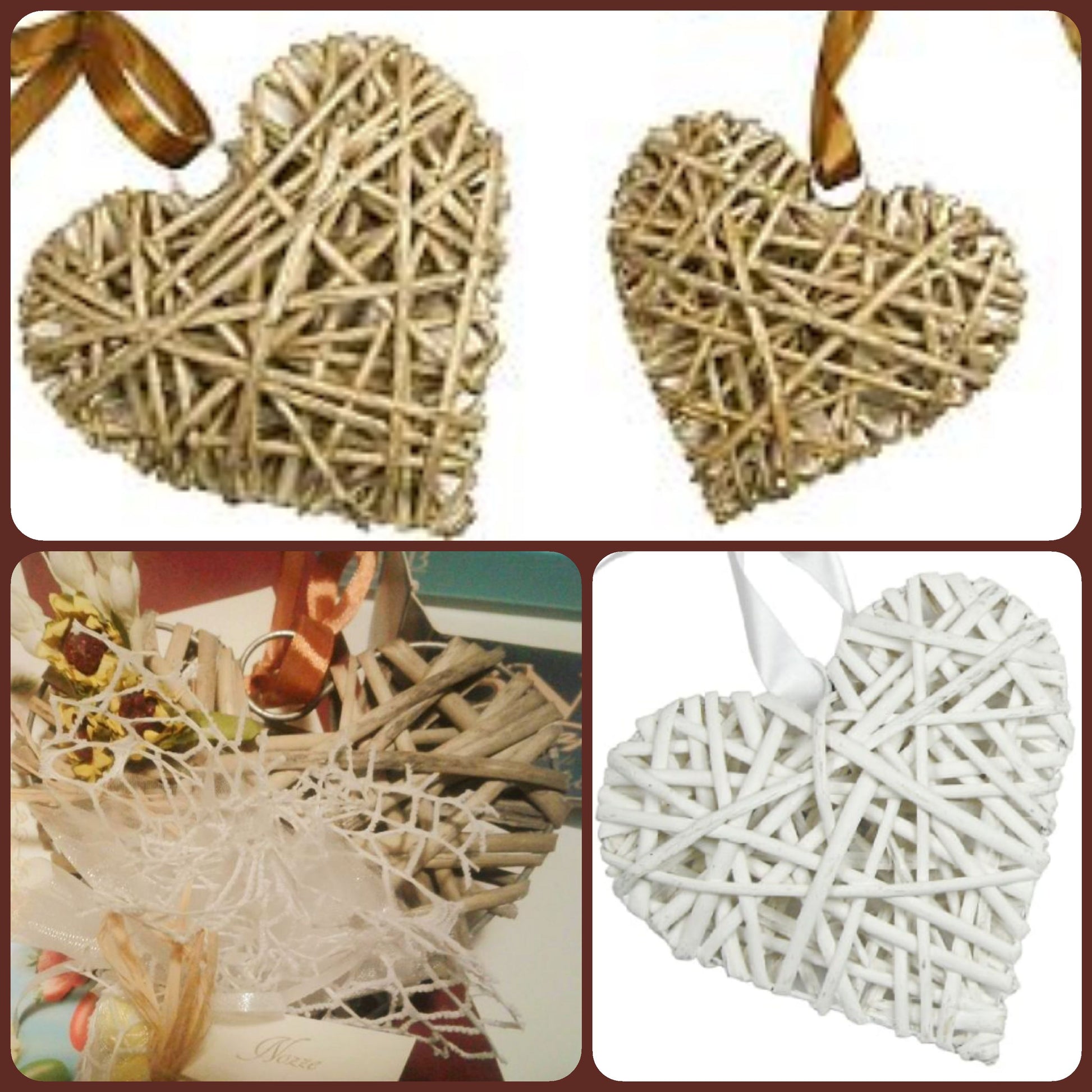 Palline Di Rattan A Forma Di Cuore - Confezione Da 8 Pezzi Per Decorazioni Casa, Matrimoni E Feste - Diametro 5cm - Foto 1
