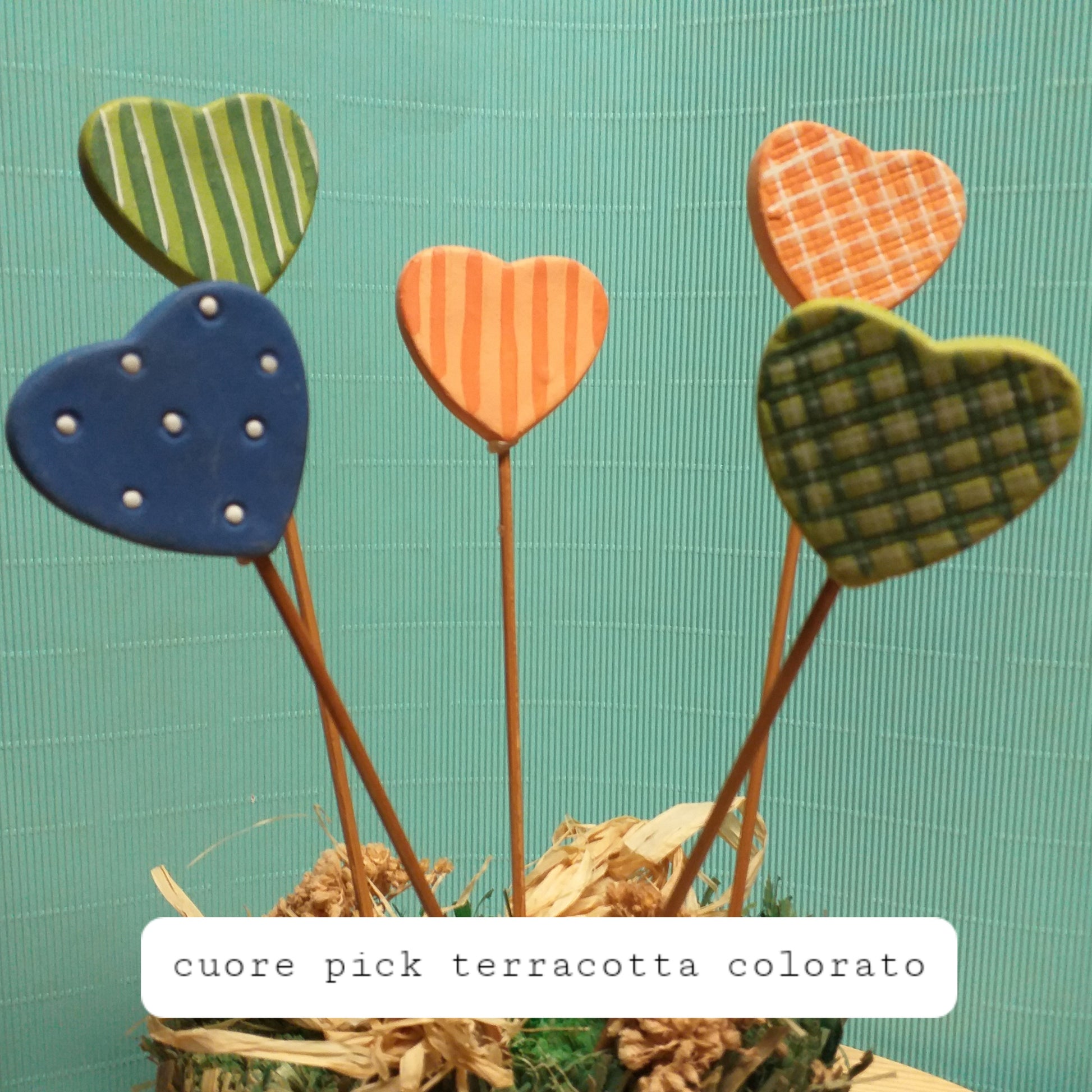 cuori pick per fiori e fioristi San Valentino festa della mamma terracotta colorati packaging confezione regalo vetrine