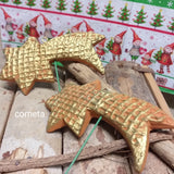 decorazioni natalizie rustiche addobbi albero Natale in terracotta stelle comete dorate da appendere uso chiudipacco regalo segnaposto capodanno composizioni floreali centrotavola