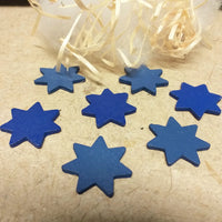blu stelle legno decorazioni natalizie rustiche albero Natale artigianale Presepe addobbi vetrinistica packaging regalo confezionamento