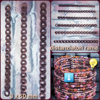 distanziatori rame 15 fili 3 x 50 mm per perline collane braccialetti, barrette minuterie metalliche intramezzo e terminali