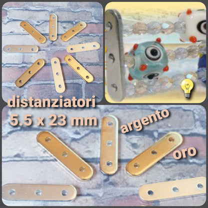 distanziatori 3 fili perline bracciali collane ponti barrette intramezzo idea ciondolo perle dadi colore argento oro