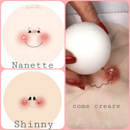 faccine maglina come creare con visi stoffa disegnati stampati testine di angioletti e bambole