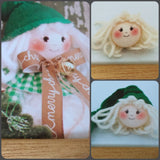 idea fai da te creare bambola di stoffa Natale angelo di pezza con tessuto maglina faccine stampate 7.5 cm per visi 4 cm disegnate occhi ovali