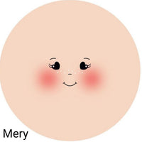 occhi cuoricini sorriso Mery bambole di pezza grandi fai da te cucito creativo faccine maglina circonferenza 16 cm per creare pigotte di stoffa tessuto