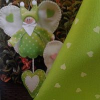 feltro pannolenci stampato fantasia cuoricini bambola fai da te farfalla per fiocco nascita bimbi