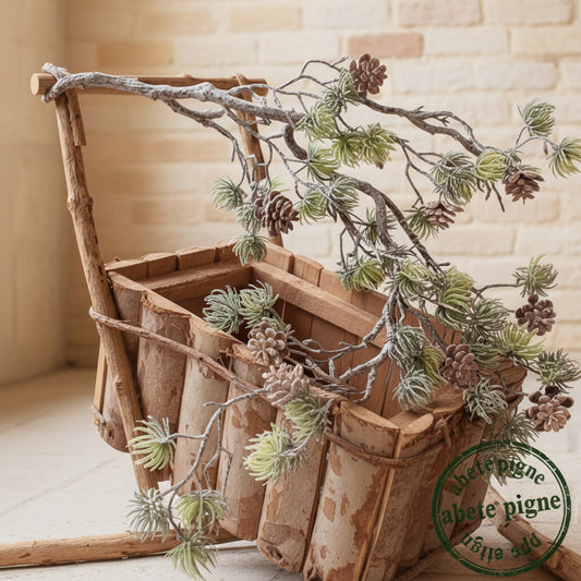 ghirlanda natalizia filo abete verde pigne con glitter innevato sagomato festone natale larice per decorazioni camino centrotavola fuoriporta