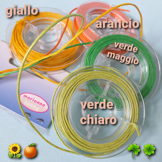 giallo arancio verde filo cerato cotone collane cordino bigiotteria fai da te borse uncinetto laccio bracciali 1 mm
