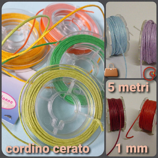 filo cerato cotone rotolo 5 metri per collane cordino bigiotteria laccio bracciali 1 mm creazione borse