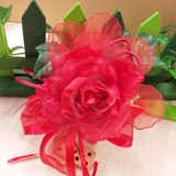 rosa rossa fiori di stoffa e tulle organza applicazioni per vestiti abiti cappelli borse mare accessori da cucire applicare moda bigiotteria abbigliamento da spiaggia estate