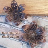 fiori filigrana metallo rame antico 30 mm bigiotteria ciondoli orecchini bijoux
