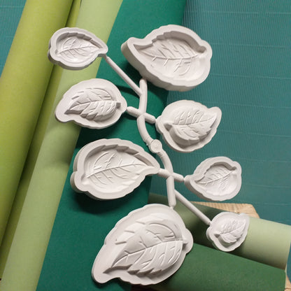kit con stampi per foglie fiori orchidea fogli gomma crepla 1 mm verde muschio salvia pistacchio