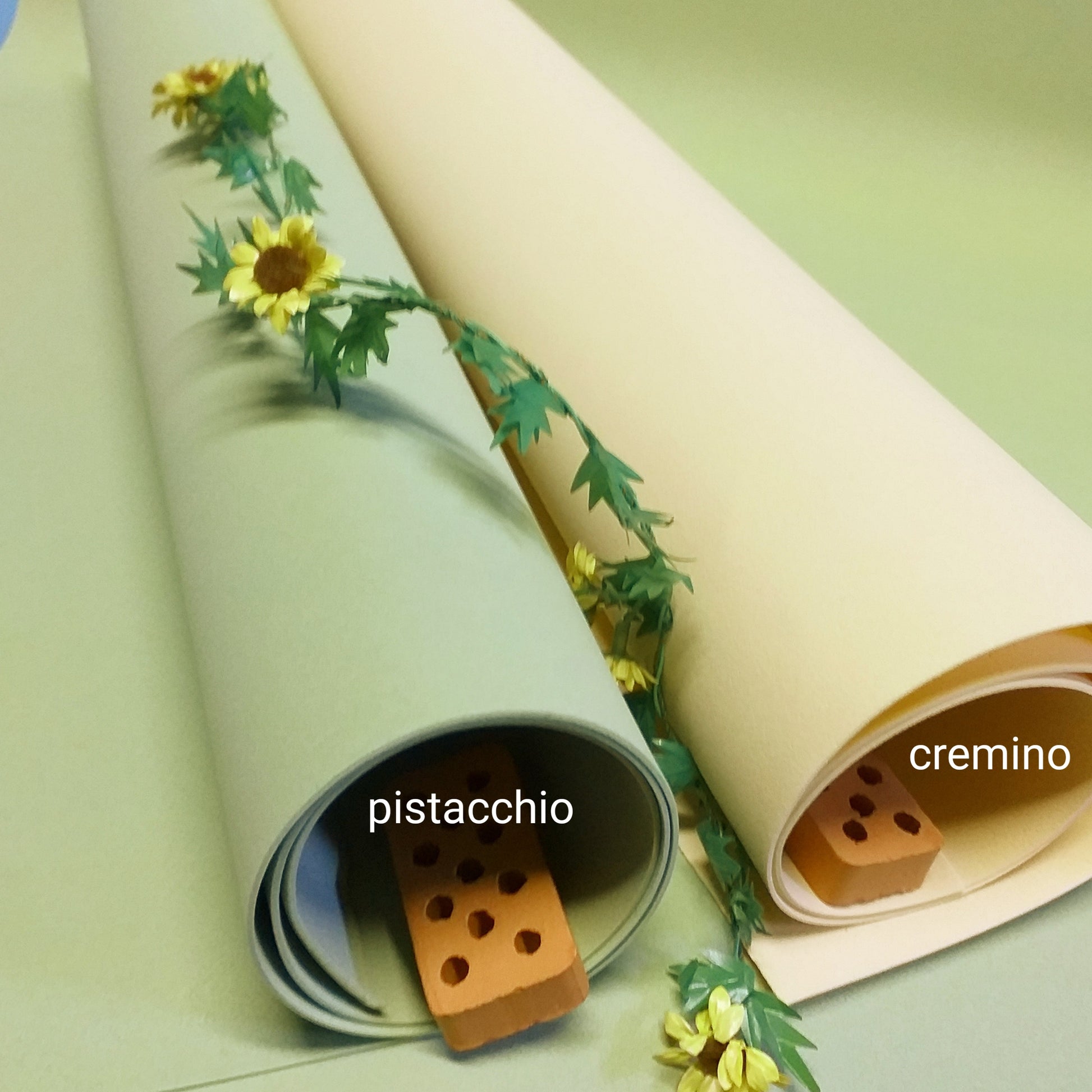 verde pistacchio giallo cremino fommy Renkalik soft 1 mm extra sottile fogli gomma crepla termomodellabile fiori foam carta eva new light mousse uso creare girasoli composizioni floreali hobbistica arts crafts