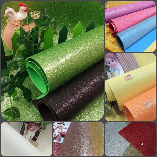 viola lilla fucsia azzurro nero verde Arancio 14 colori brillantini fommy glitter gomma crepla carta eva glitterata per creazioni Natale lavoretti creativi pasquali