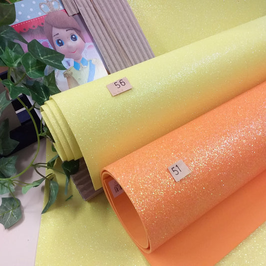 fommy glitter giallo arancio gomma crepla brillantinata glitterata uso hobbistica creativa confezionamento packaging vetrinistica lavoretti natalizi cake topper torte scenografiche