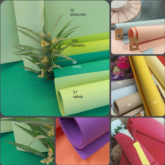 primavera estate vetrina negozio fommy soft 1 mm pasquale gomma crepla foam mousse moosgummi morbida colori Natale creazioni fiori rose bamboline fatine e fofuchas