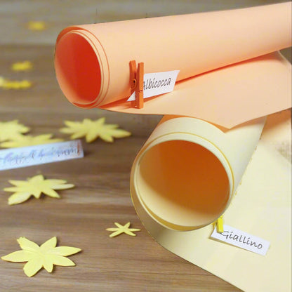 albicocca giallino cremino fommy Renkalik termomodellabile extra sottile soft seta 0.7 mm fogli gomma crepla fiori foam carta eva new light mousse uso composizioni floreali hobbistica arts crafts stelle di Natale