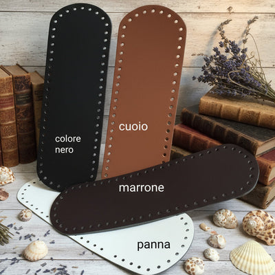Fondi ecopelle forati borse uncinetto fatte a mano - 30-36 x 10-12 cm