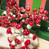funghi su filo mini verdura finta artificiale decorazioni Natale funghetti uso decorare vetrine casa addobbi fai da te bomboniere hobby creativi