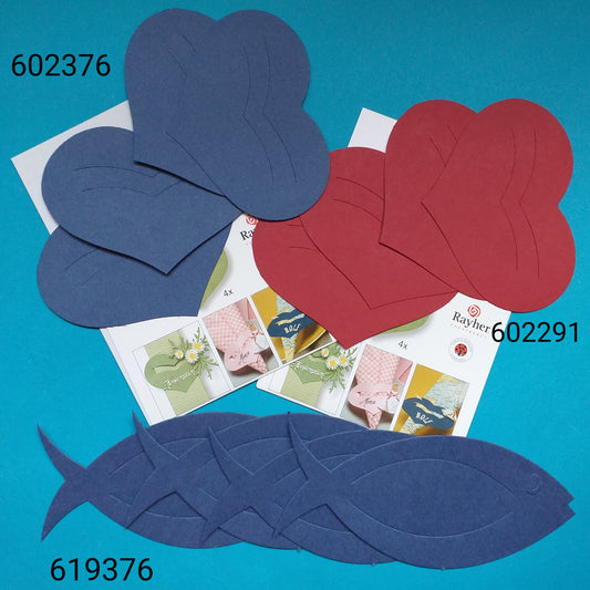 cuori pesci tag etichette fustellati carta forme cartoncino scrapbooking abbellimenti decoupage