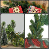 ghirlanda natalizia filo pino bonsai verde sagomato festone natale argento silver per decorazioni con lucine palline su porta camino cancello