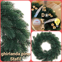 ghirlanda pino abete Stafil verde artificiale da decorare per creare fuoriporta Natale centrotavola palline nastro idea fai da te