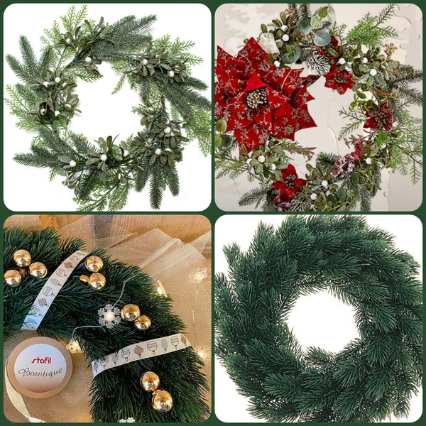 negozio online ghirlanda pino abete verde artificiale da decorare per creare fuoriporta Natale centrotavola