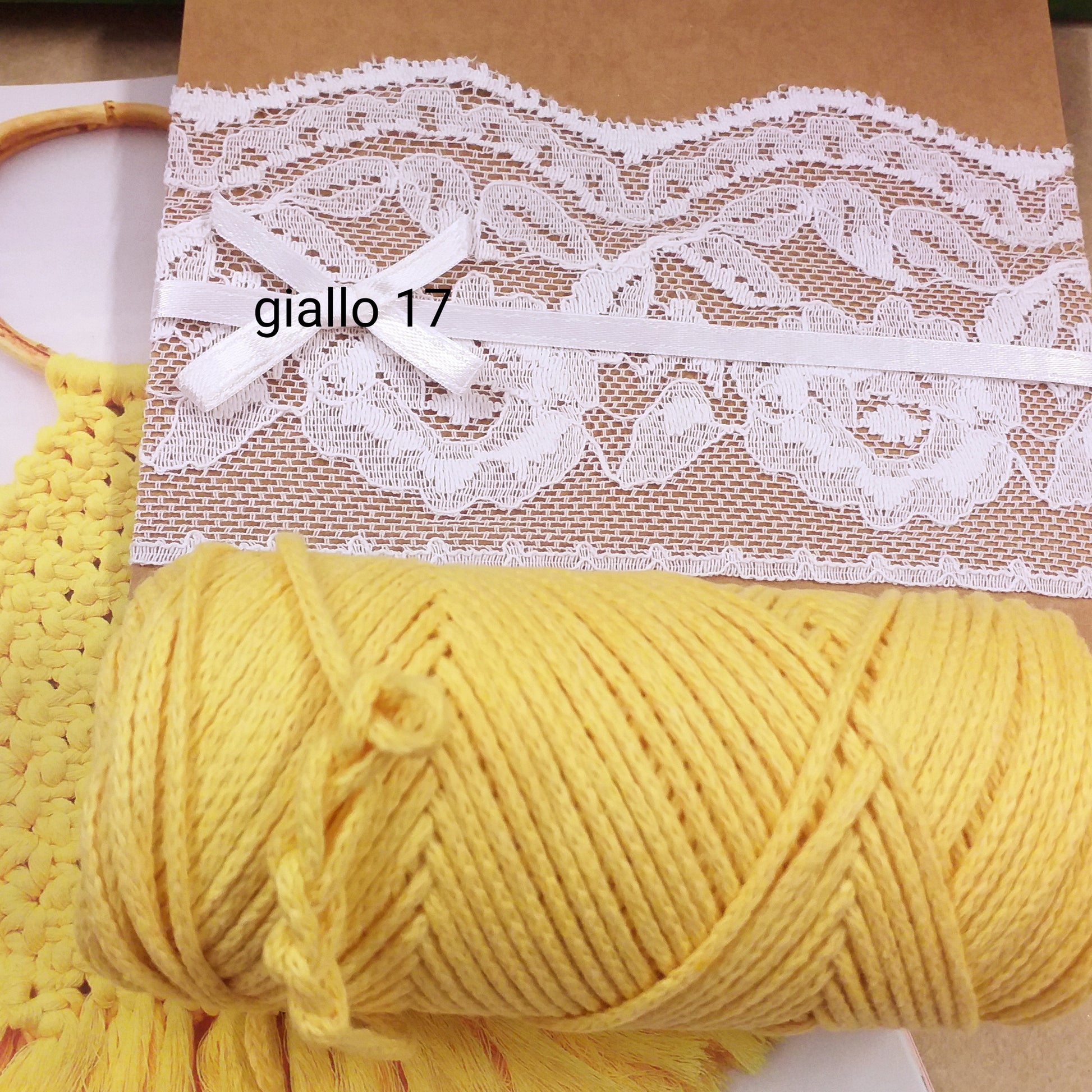 corda macramè giallo 17 filato cotone 2 mm cordoncino filo stafil uso creare borse shopping portapiante wall-art decorazioni arazzi da parete cestini pasquali