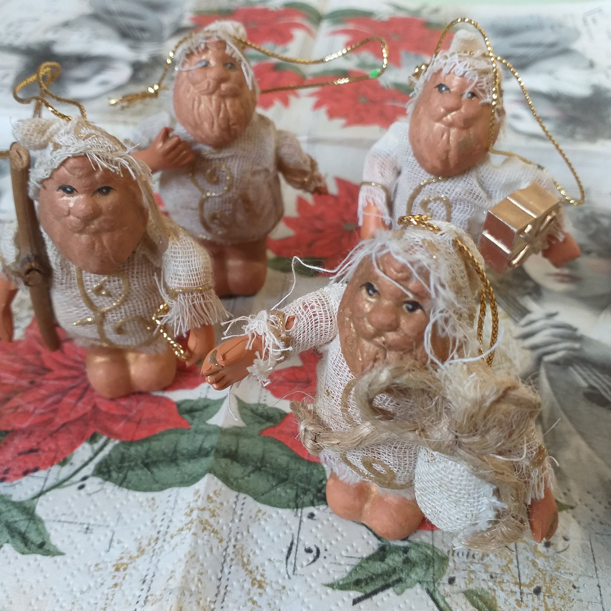 Gnomi Natale nordici folletti del bosco juta corda decorazioni natalizie rustiche ciondoli addobbi albero vetrine
