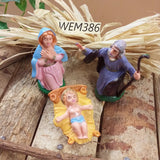 6.5 cm Sacra Famiglia Natività Presepe set statuine resina Gesù Giuseppe Maria Madonna rosa azzurro fai da te ambientazione natalizia composizioni idee regalo