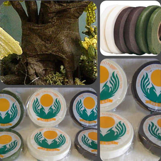nastro carta autoadesivo guttaperca bianco verde marrone per fioristi fiori bonsai perline steli