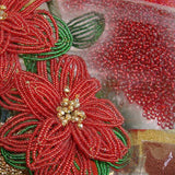 hobby perline conteria rocailles rosse vetro argento uso creare fiori stelle di Natale rose di Venezia