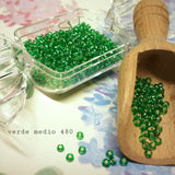 verde medio conteria hobby perline vetro argento Stafil vendita a peso uso creare fiori foglie bonsai alberi piantine pasquali e natalizie