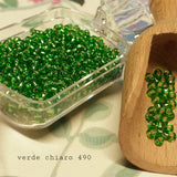 verde chiaro conteria hobby perline vetro argento Stafil vendita a peso uso fai da te fiori veneziani alberi bonsai primavera e pasqua