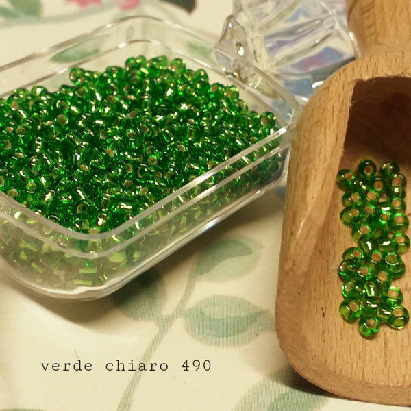 verde chiaro conteria hobby perline vetro argento Stafil vendita a peso uso fai da te fiori veneziani alberi bonsai primavera e pasqua