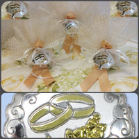 icona albero della vita fedi roselline metallo per bomboniere sacchetti matrimonio anniversario nozze d'oro d'argento