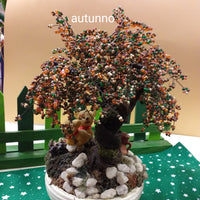 marrone arancio autunno idee regalo perline shop online bonsai piante perle alberello artigianale fatto a mano tronco brocca statuette scoiattoli ghiaia