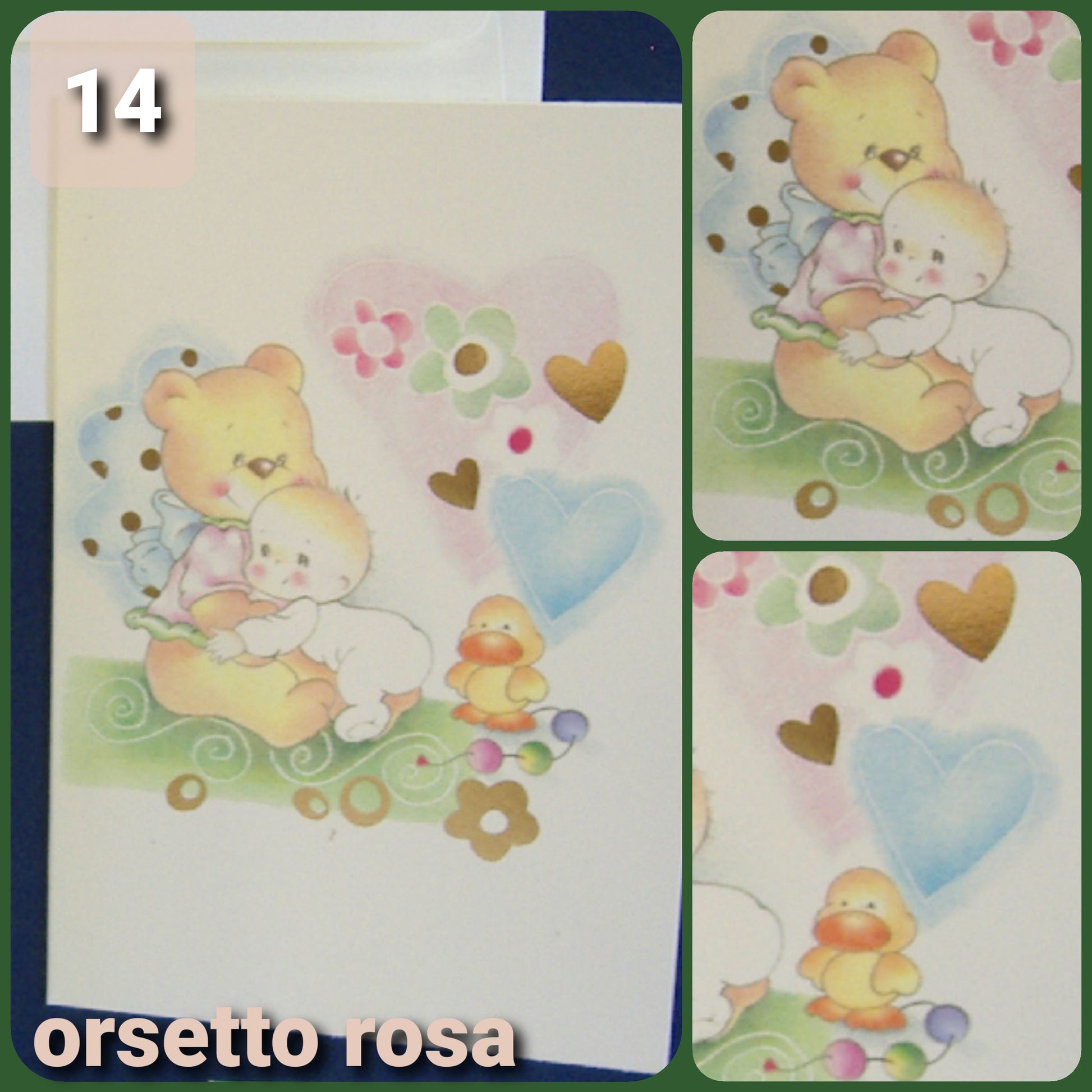 orsetto bimba neonata cuori pulcino negozio Inviti Battesimo partecipazioni nascita cartoncini stampati e biglietti fai da te