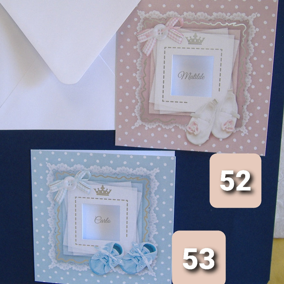 negozio Inviti Battesimo partecipazioni nascita cartoncini stampati e biglietti fai da te bimbo e bimba scarpine principessa principino coroncina fiocco