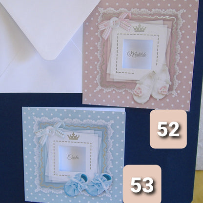 negozio Inviti Battesimo partecipazioni nascita cartoncini stampati e biglietti fai da te bimbo e bimba scarpine principessa principino coroncina fiocco