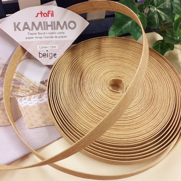 beige naturale nastro corda carta striscia piattina giapponese Stafil idee come intrecciare kamihimo per creare ceste portafiori da decorazioni casa vetrinistica