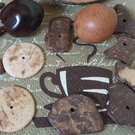 componenti legno pietre cocco kit collane etniche con perle e perline fai da te bijoux gioielli bigiotteria