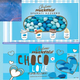 confettata bimbo celeste azzurro sacchettini confetti Maxtris sfumati cioccomandorla e cioccolato