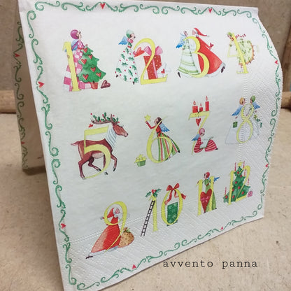 disegni natalizi avvento calendario panna negozio vendita online tovaglioli di carta per decoupage kit disegni natalizi shabby