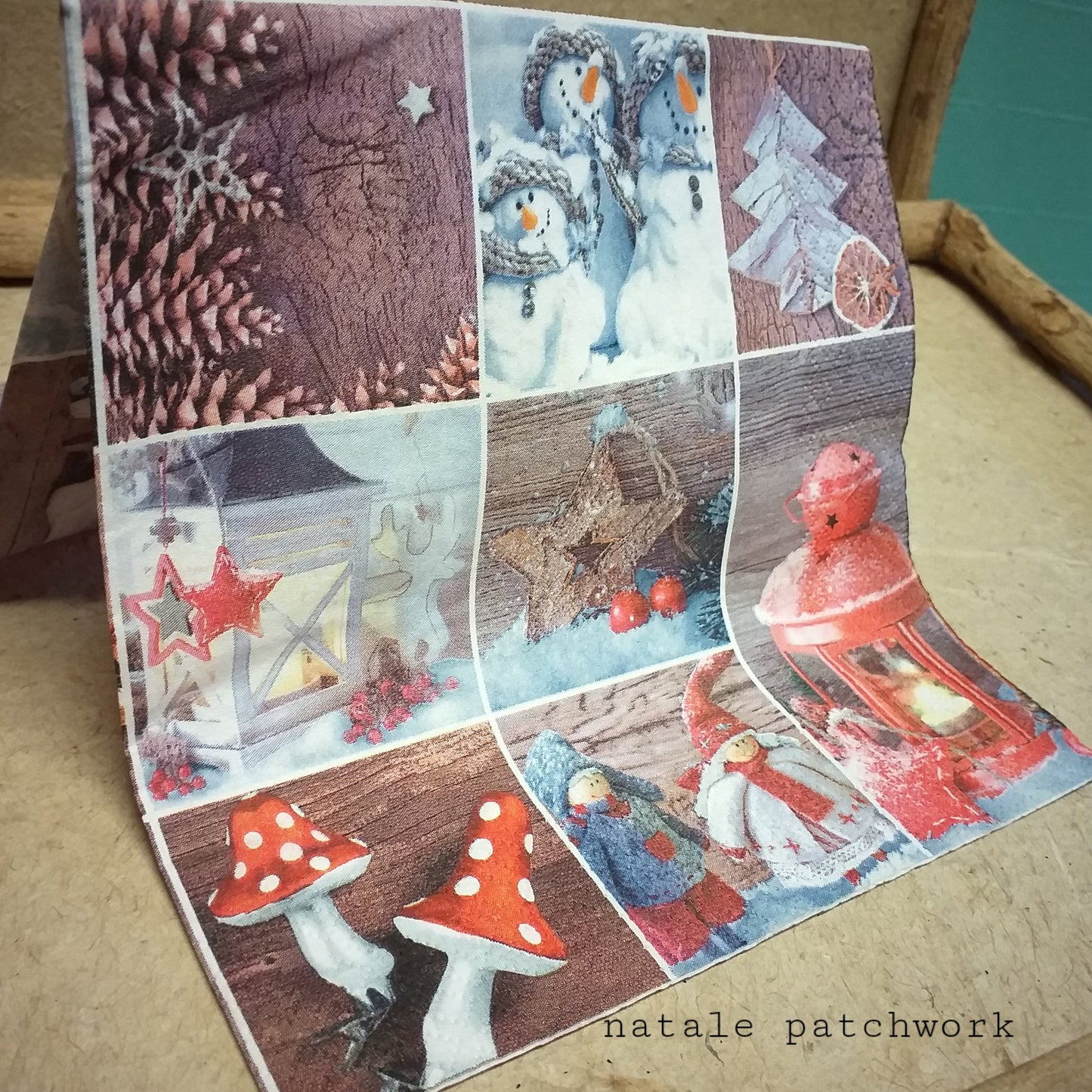 natale patchwork pupazzo neve lanterne albero stella angioletti pigne negozio vendita online tovaglioli di carta per decoupage kit disegni natalizi shabby