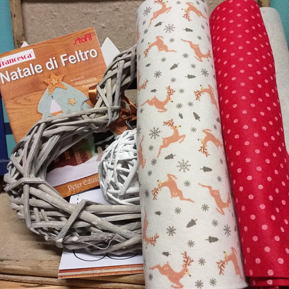 fai da te Natale di feltro manuale libretto cartamodelli idee del Kit creare ghirlanda fuoriporta pallina con fogli pannolenci renne stampato pois tinta unita beige