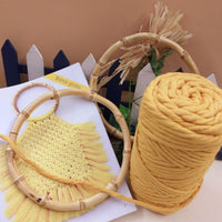 giallo kit manuale macramè nodi corda schemi per borsa rete shopping gialla frange intrecci cordoncino accessori manici bambù