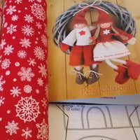 kit pannolenci stampato natalizio fiocco di neve rosso cartamodelli spiegazioni libretto lavoretti di Natale gnomi renna